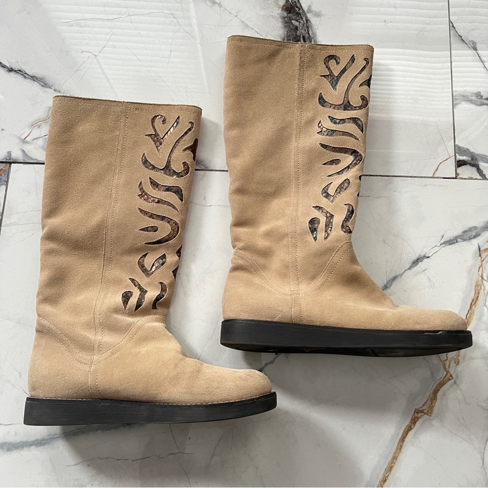 Carlos Tan Suede Knee-High Boots Women’s size 9.5